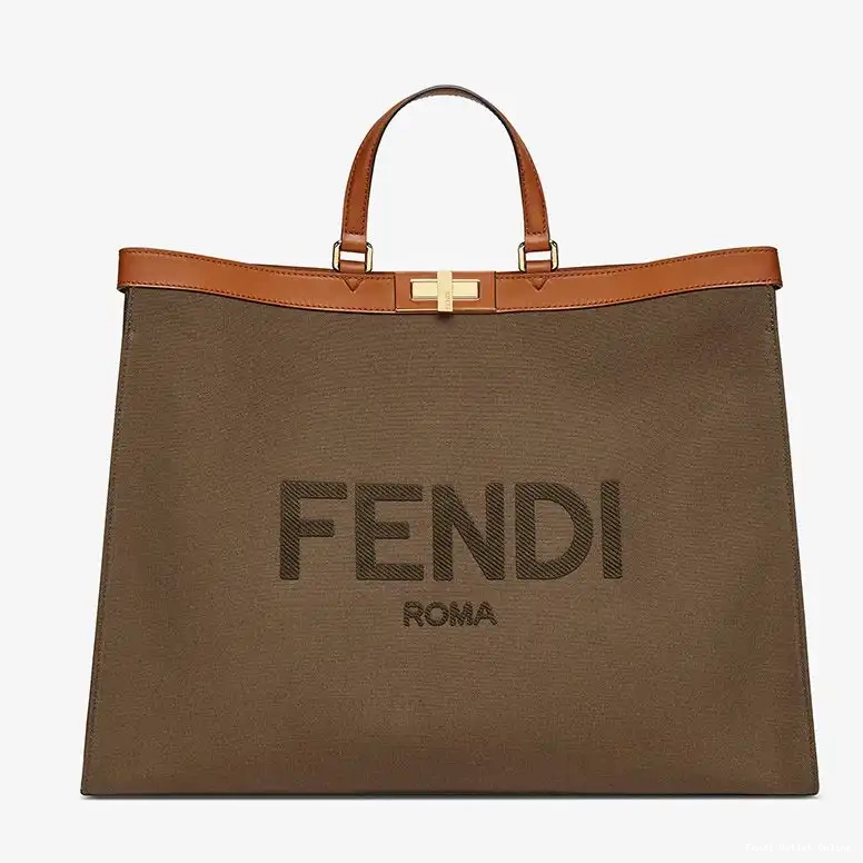 Fendi ROMA X-Tote In Brown Canvas Medium Peekaboo Logo 0427